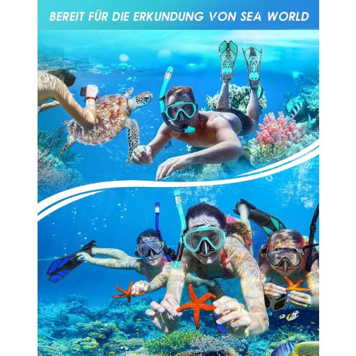 Lealinga 3 az 1-ben búvárkészlet állítható úszólábakkal, anti-szivárgó maszk és száraz snorkel