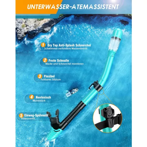 Lealinga 3 az 1-ben búvárkészlet állítható úszólábakkal, anti-szivárgás maszk és száraz snorkel