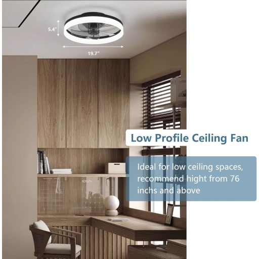 MOSSCO LED Mennyezeti Ventilátor Távirányítóval, Dimmelhető, 3 Szín, 6 Fokozat, 50cm