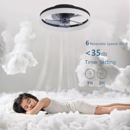 MOSSCO LED Mennyezeti Ventilátor Távirányítóval, Dimmelhető, 3 Szín, 6 Fokozat, 50cm