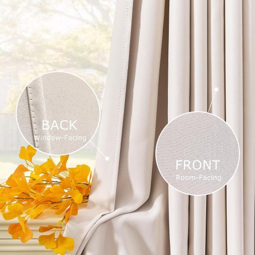 MRTREES Hőszigetelő Sötétítő Függöny 210x140cm Beige Zajcsökkentő Blackout