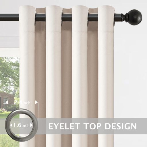 MRTREES Hőszigetelő Sötétítő Függöny 210x140cm Beige Zajcsökkentő Blackout