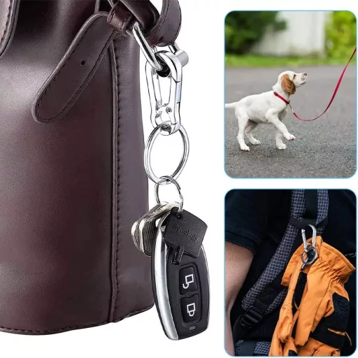 Lacăt SEMINISMAR 32mm cu 2 Chei, Set Breloc cu Carabină din Oțel Inoxidabil