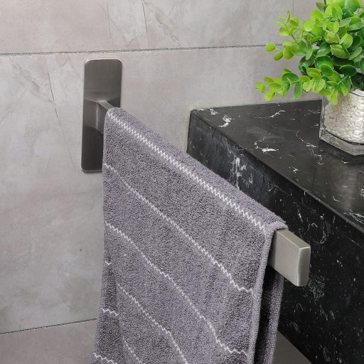 Qiannhee 40 cm Suport Prosop Autoadeziv din Oțel Inoxidabil Argintiu