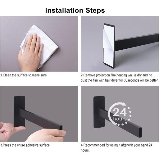 Qiannhee 40 cm Suport Prosop Autoadeziv din Oțel Inoxidabil Argintiu