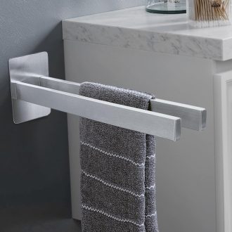   Qiannhee Öntapadós Fali Törülközőtartó 40cm Rozsdamentes Acél Dupla Fekete