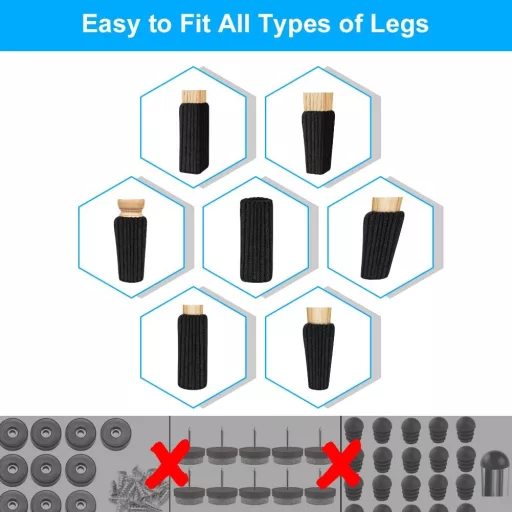 OSDUE Tkanina Zaštitne Čarape za Noge Namještaja 24 kom Protuklizne Crne Za Zaštitu Poda