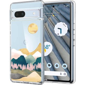   Unov Priehľadný obal pre Google Pixel 7a - Tenké TPU ochranné puzdro s reliéfnym horským motívom, nárazuvzdorné, kompatibilné s bezdrôtovým nabíjaním