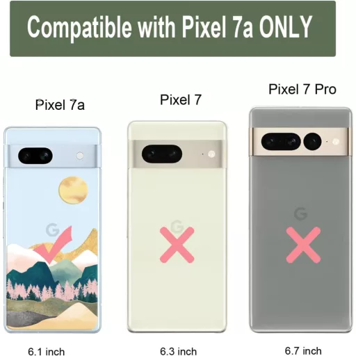Unov Priehľadný obal pre Google Pixel 7a - Tenké TPU ochranné puzdro s reliéfnym horským motívom, nárazuvzdorné, kompatibilné s bezdrôtovým nabíjaním