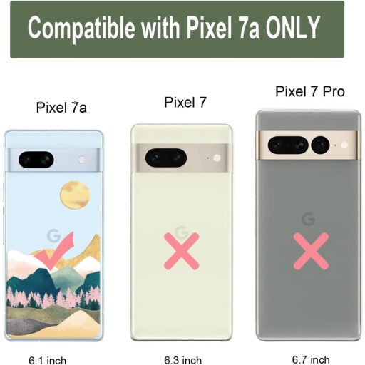 Husă Transparentă Unov pentru Google Pixel 7a - Carcasă Subțire de Protecție TPU cu Model Montan în Relief, Rezistentă la Impact, Compatibilă cu Încărcarea Wireless