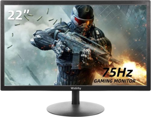 Monitor Wstirhy 22" Full HD - Ecran LED 75Hz, Rezoluție 1920x1080, Timp de răspuns 5ms, Conectivitate HDMI/VGA, Ramă Subțire, Negru, PC K
