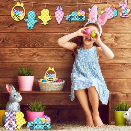 Húsvéti fa tojásdíszek zsinórral - 16 db-os szett