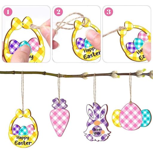 Húsvéti fa tojásdíszek zsinórral - 16 db-os szett