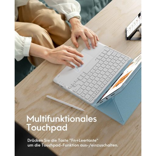 CHESONA maska/futrola za iPad Pro 11 Air s tipkovnicom, 7 boja LED, 2 kanala Bluetooth, plava