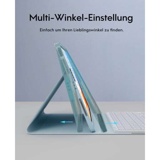 CHESONA iPad Pro 11 Air tok billentyűzettel, 7 szín LED, 2 csatorna Bluetooth, kék