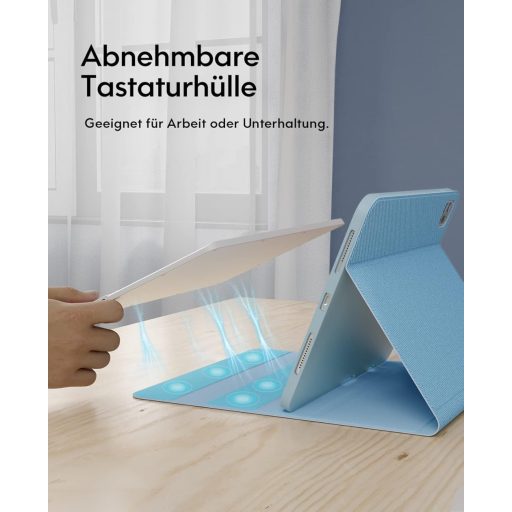 CHESONA iPad Pro 11 Air tok billentyűzettel, 7 szín LED, 2 csatorna Bluetooth, kék