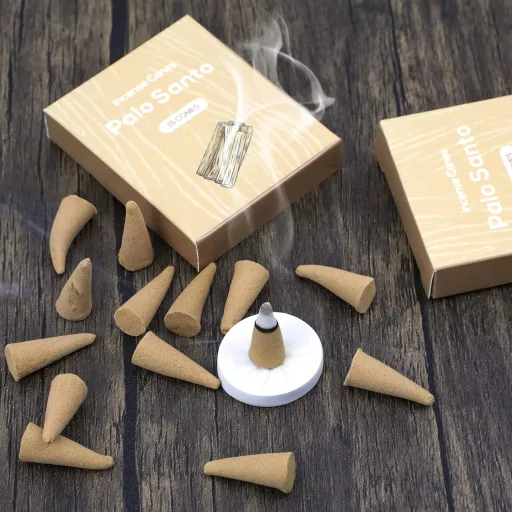 SCENTORINI Palo Santo Füstölő Kúp 120 db Tartóval, Meditáció és Relaxáció