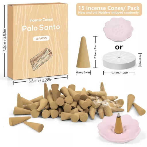SCENTORINI Palo Santo Füstölő Kúp 120 db Tartóval, Meditáció és Relaxáció