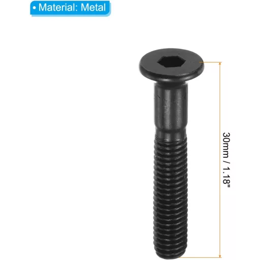 PATIKIL Súprava skrutiek na skateboard – Kovové skrutky, matice a kľúč pre longboardy a cruisery – 30 mm čierna