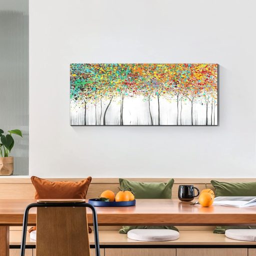 Tablou Canvas FajerminArt Copac Înflorit Abstract 120x50cm Artă de Perete Colorată pentru Living Dormitor Fără Ramă