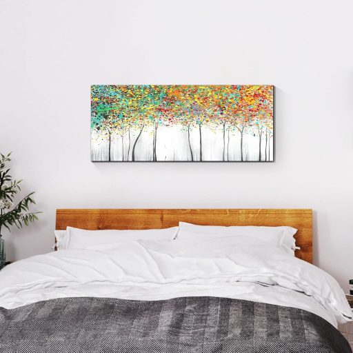 Tablou Canvas FajerminArt Copac Înflorit Abstract 120x50cm Artă de Perete Colorată pentru Living Dormitor Fără Ramă