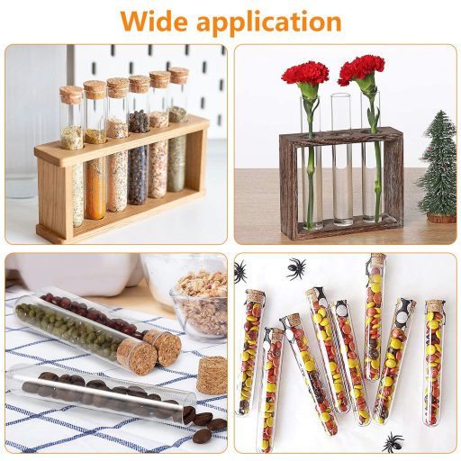 Set 42 eprubete cu dop 14ml + etichete Kraft + sfoară de iută pentru nuntă, flori, săruri de baie, decor