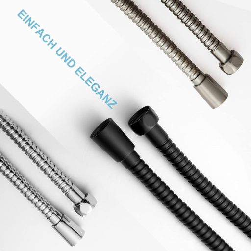 OFFO Crijevo za tuš 1,6m Nehrđajući čelik Visokotlačno Kupaonsko crijevo Mat crno Otporno na lomljenje Tuš crijevo