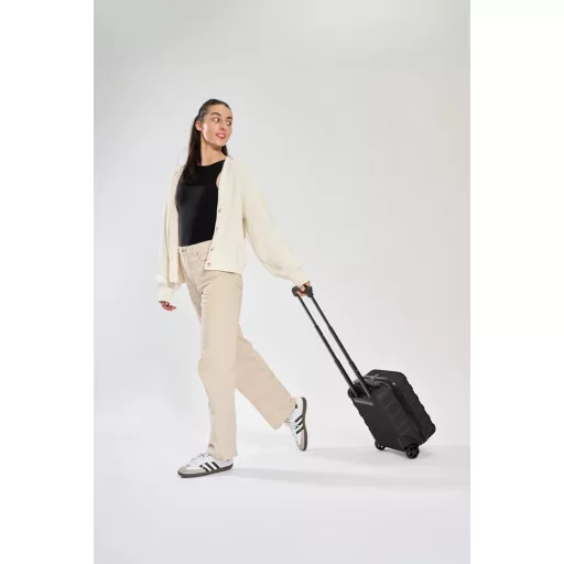 Cabin Max Anode Fekete Kemény Héjú Kabinbőrönd, Könnyű ABS Gurulós Utazótáska 4 Kerékkel, Wizz Air Kompatibilis 40x30x20cm