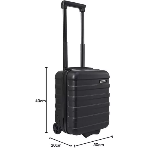 Cabin Max Anode Fekete Kemény Héjú Kabinbőrönd, Könnyű ABS Gurulós Utazótáska 4 Kerékkel, Wizz Air Kompatibilis 40x30x20cm