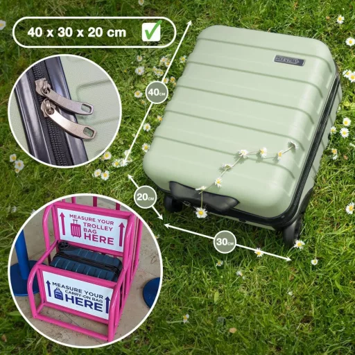 Cabin Max Anode Fekete Kemény Héjú Kabinbőrönd, Könnyű ABS Gurulós Utazótáska 4 Kerékkel, Wizz Air Kompatibilis 40x30x20cm