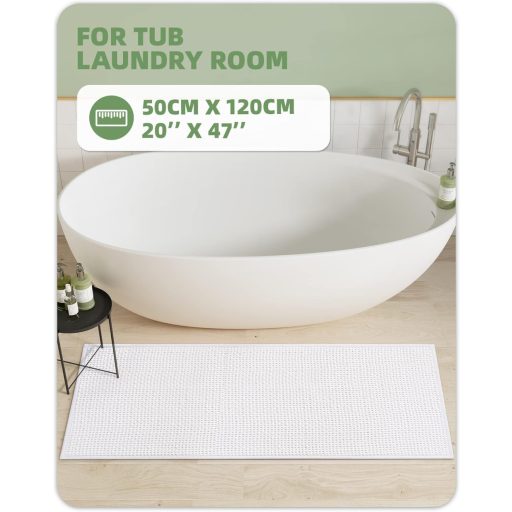 Covor de baie COLOR&GEOMETRY 50x120cm Alb Antiderapant Lavabil Chenille