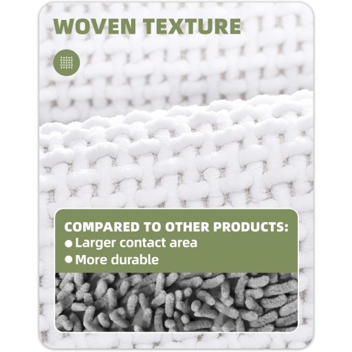 COLOR&GEOMETRY Fürdőszobai Szőnyeg 50x120cm Fehér Csúszásmentes Mosható Chenille