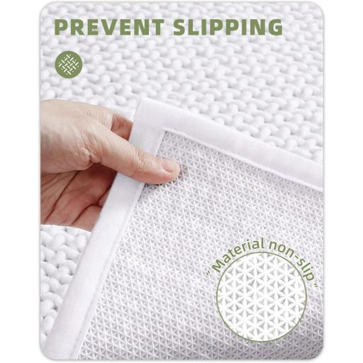 Covor de baie COLOR&GEOMETRY 50x120cm Alb Antiderapant Lavabil Chenille