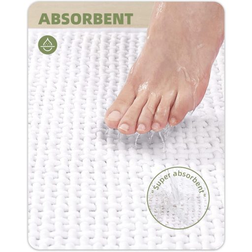 Covor de baie COLOR&GEOMETRY 50x120cm Alb Antiderapant Lavabil Chenille