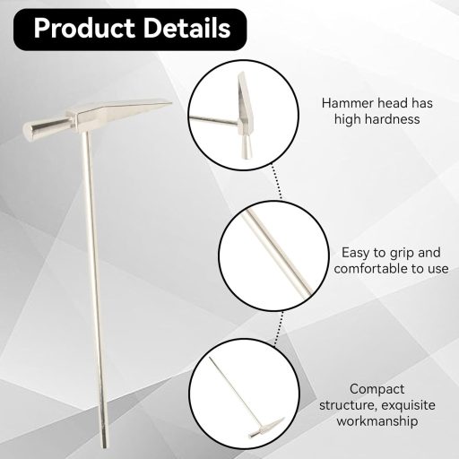 HERCHR Acél Ékszerkészítő Kalapács 150x62,8mm - Ergonomikus Fémformázó Szerszám Órásoknak, Ékszerészeknek, DIY Kézműveseknek, Ezüst Színű, 3