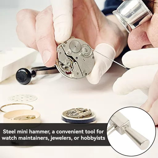 HERCHR Čekić za izradu čeličnog nakita 150x62,8mm - Ergonomski alat za oblikovanje metala za urare, zlatare, DIY majstore, srebrne boje, 3