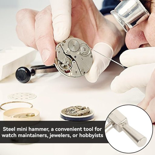 HERCHR Acél Ékszerkészítő Kalapács 150x62,8mm - Ergonomikus Fémformázó Szerszám Órásoknak, Ékszerészeknek, DIY Kézműveseknek, Ezüst Színű, 3