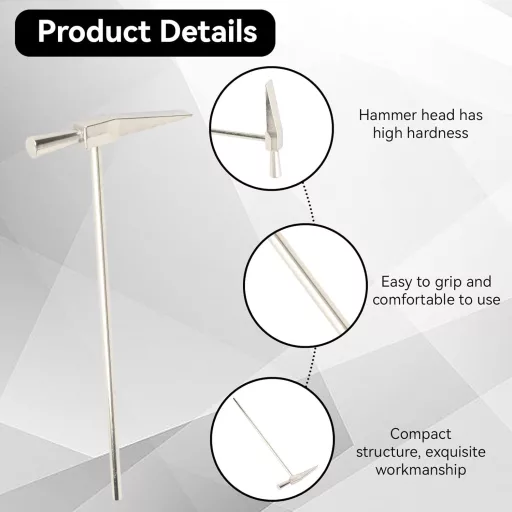 Ciocan pentru confecționarea bijuteriilor din oțel HERCHR 150x62,8mm - Unealtă ergonomică de modelare a metalelor pentru ceasornicari, bijutieri, pasionați de bricolaj, culoare argintie, 3