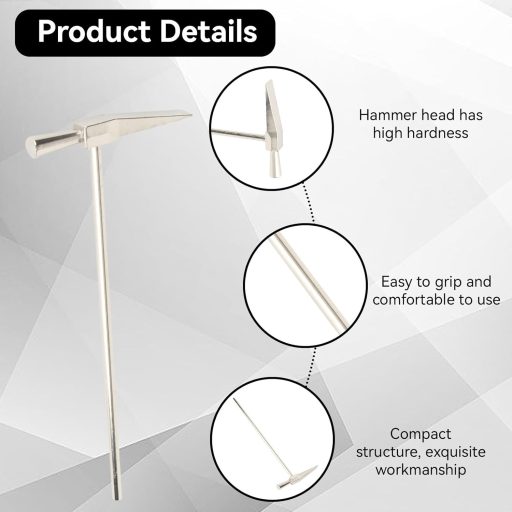 HERCHR Acél Ékszerkészítő Kalapács 150x62,8mm - Ergonomikus Fémformázó Szerszám Órásoknak, Ékszerészeknek, DIY Kézműveseknek, Ezüst Színű, 3