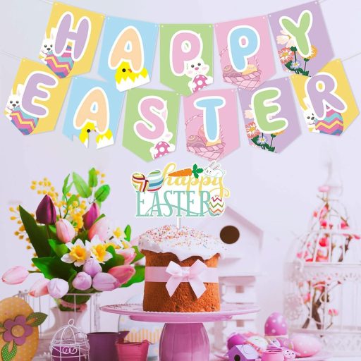 Veľkonočná girlanda so zajačikom a sada na ozdobenie torty - Slávnostná dekorácia