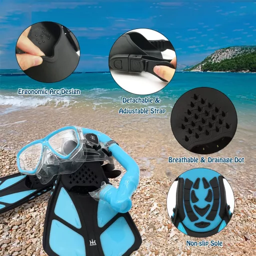 HH HHAO SPORT gyerek snorkel szett 180° panoráma búvármaszk és úszóuszony