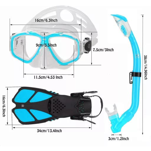 HH HHAO SPORT gyerek snorkel szett 180° panoráma búvármaszk és úszóuszony