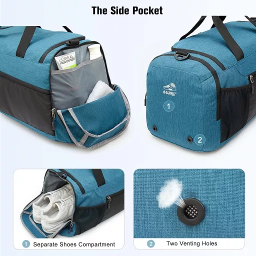 Rucsac de voiaj G4Free 45L/60L - Geantă sport de mari dimensiuni cu compartimente separate pentru lucruri umede și pantofi, ideală pentru călătorii, înot, yoga, drumeții și camping.