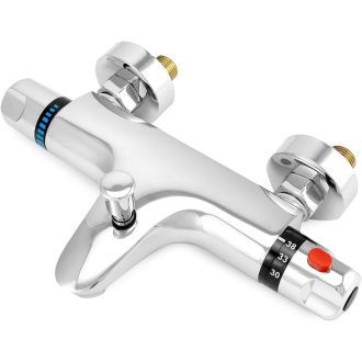   QWORK Termosztátos Zuhanycső G1/2 Sárgaréz Keverőcsap Állandó Hőmérséklet Szabályozás