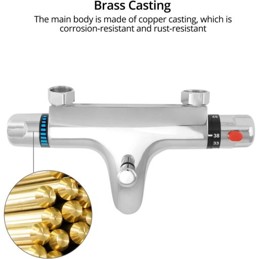 QWORK Termosztátos Zuhanycső G1/2 Sárgaréz Keverőcsap Állandó Hőmérséklet Szabályozás