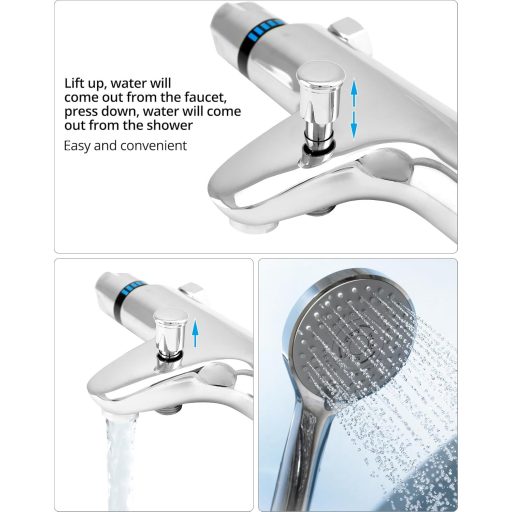 Baterie termostatată pentru duș QWORK, racord G1/2, alamă, control constant al temperaturii