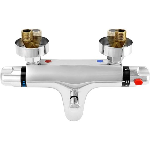 Baterie termostatată pentru duș QWORK, racord G1/2, alamă, control constant al temperaturii