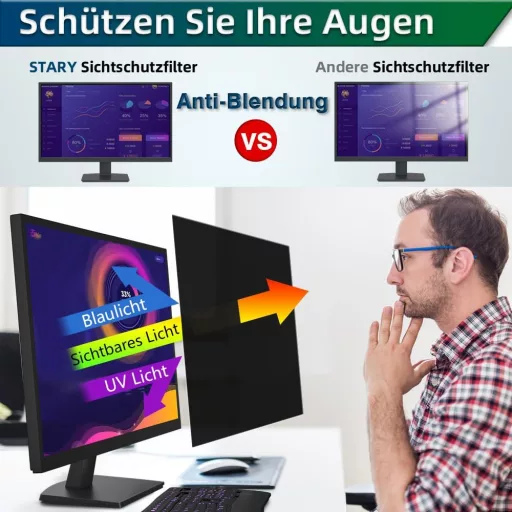 STARY 27 hüvelykes monitorszűrő 2db kék fény szűrés privátszféra védelem
