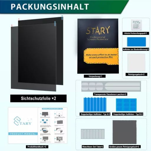STARY 27 hüvelykes monitorszűrő 2db kék fény szűrés privátszféra védelem