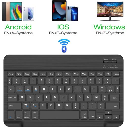 Tastatură Bluetooth JADEMALL pentru iPad Pro, Samsung, Lenovo Tabletă - Portabilă, Neagră